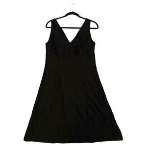 NWOT Club Monaco Linen Silk Black Sleeveless V-Neck A-Line Midi Dress 6